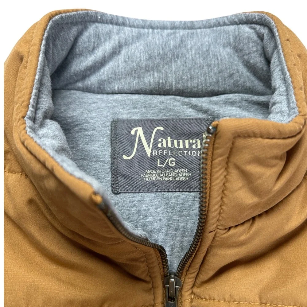 Natural Reflection Puffer Vest Women's Large Tan Quilted‎ Zip Front Insulated